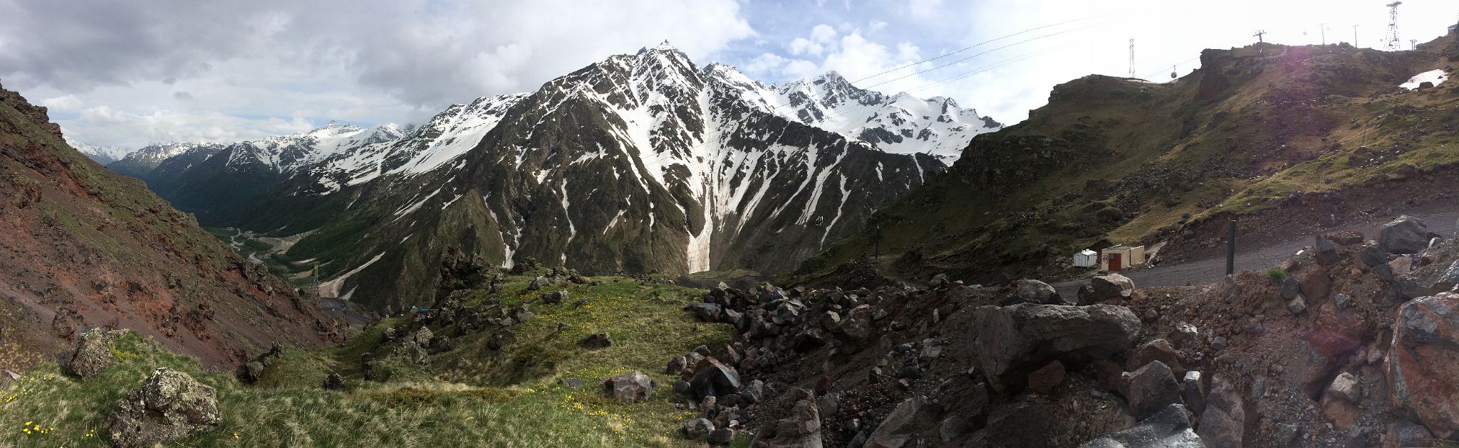 07C Panoramic View Of Baksan Valley And Mountains Including Cheget From The High Point Of My Hike On The Ski Out Track Above Azau Village Before The Mount Elbrus Climb